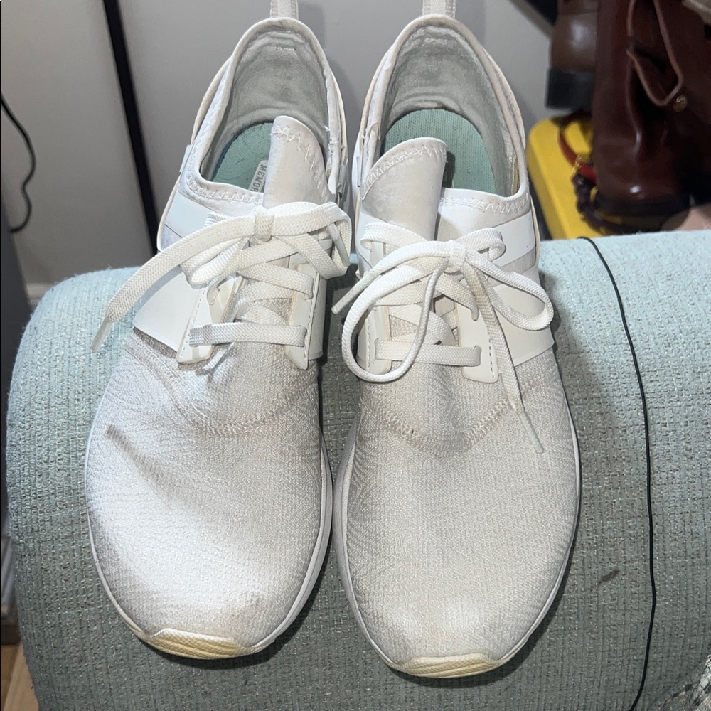 New Balance All-White Slip-On Lace Athletic Sneakers